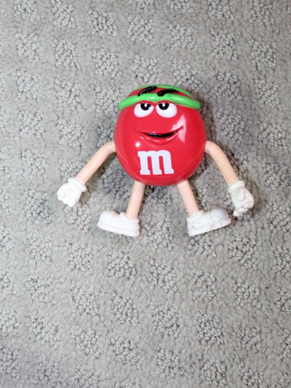 Red 4" Rubber M&M Figure w Red & Green Christmas Hat